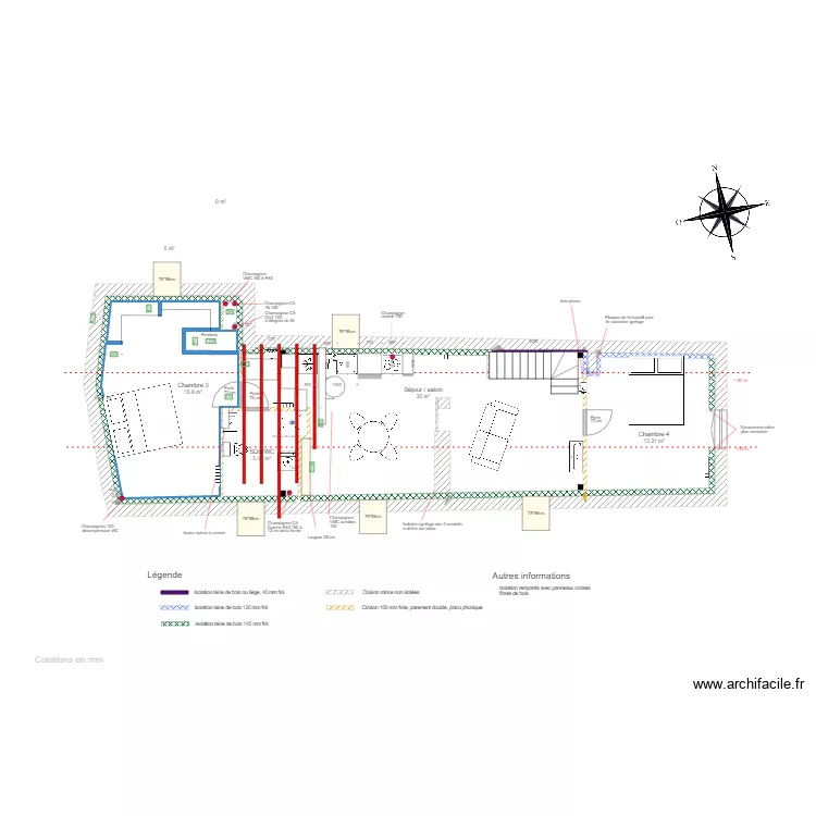 Combles v retenue BONDE. Plan de 