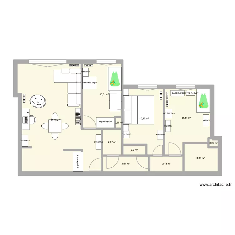 test3. Plan de 11  et 76 m²