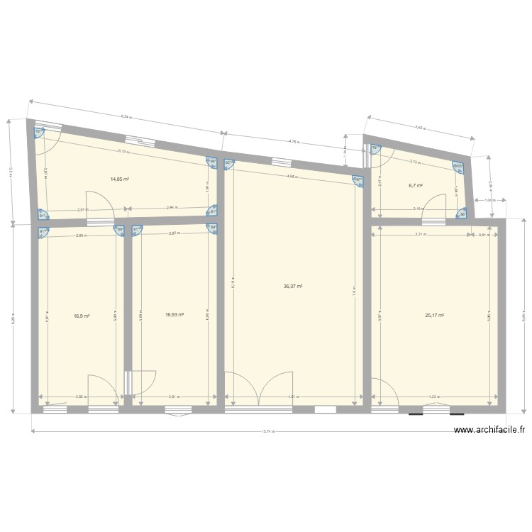 plan bas avant travaux. Plan de 6 pièces et 117 m2