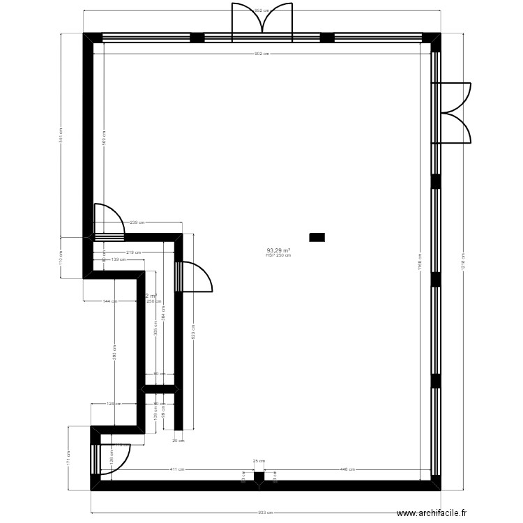 B92FAR51F Existant. Plan de 2 pièces et 97 m2