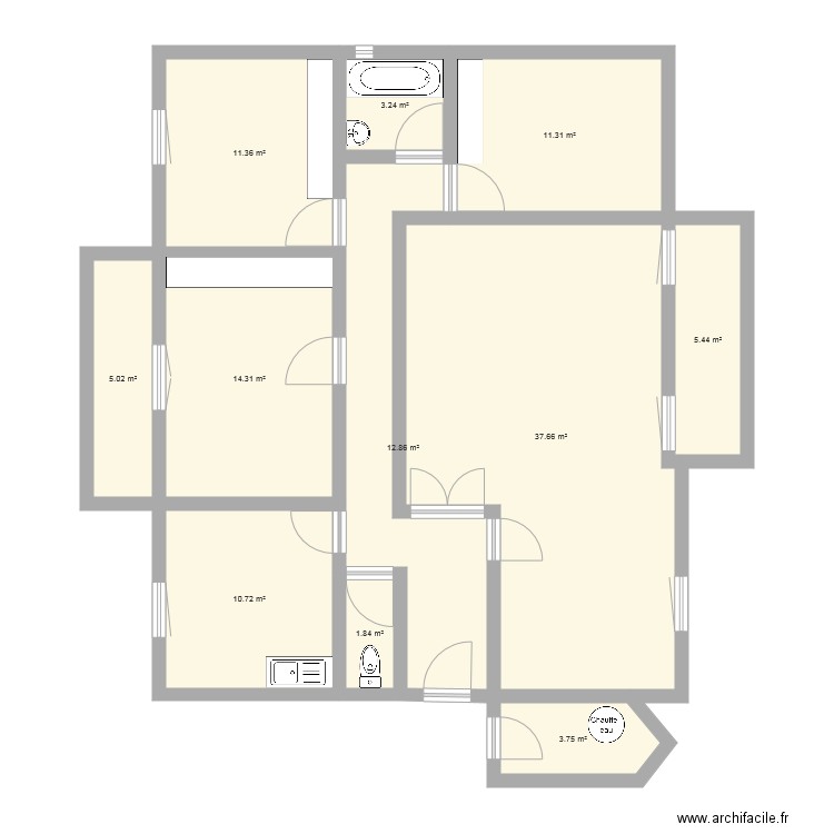 appartement type F4. Plan de 0 pièce et 0 m2