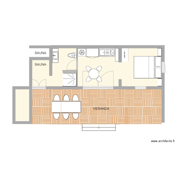 Cabane du vigneron. Plan de 3 pièces et 26 m2