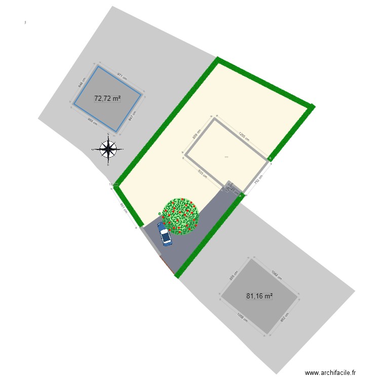 Plan masse abri jardin AVANT projet. Plan de 3 pièces et 248 m2