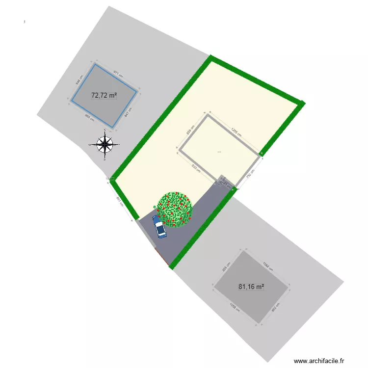 Plan masse abri jardin AVANT projet. Plan de 