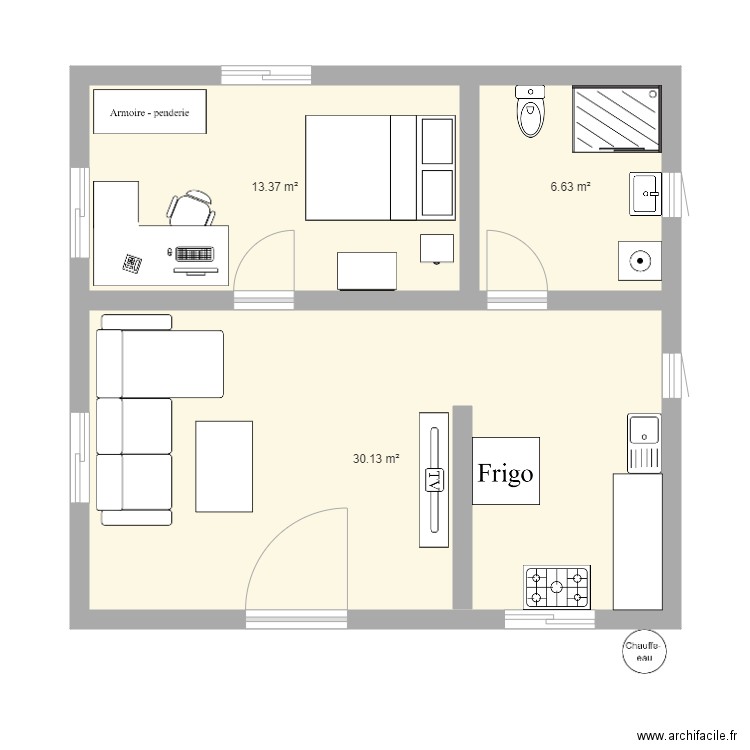 plan appartement 50 M2. Plan de 0 pièce et 0 m2