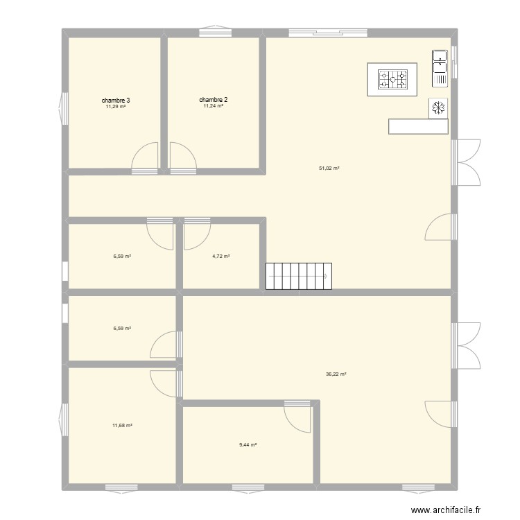 essai 1 rdc. Plan de 9 pièces et 149 m2