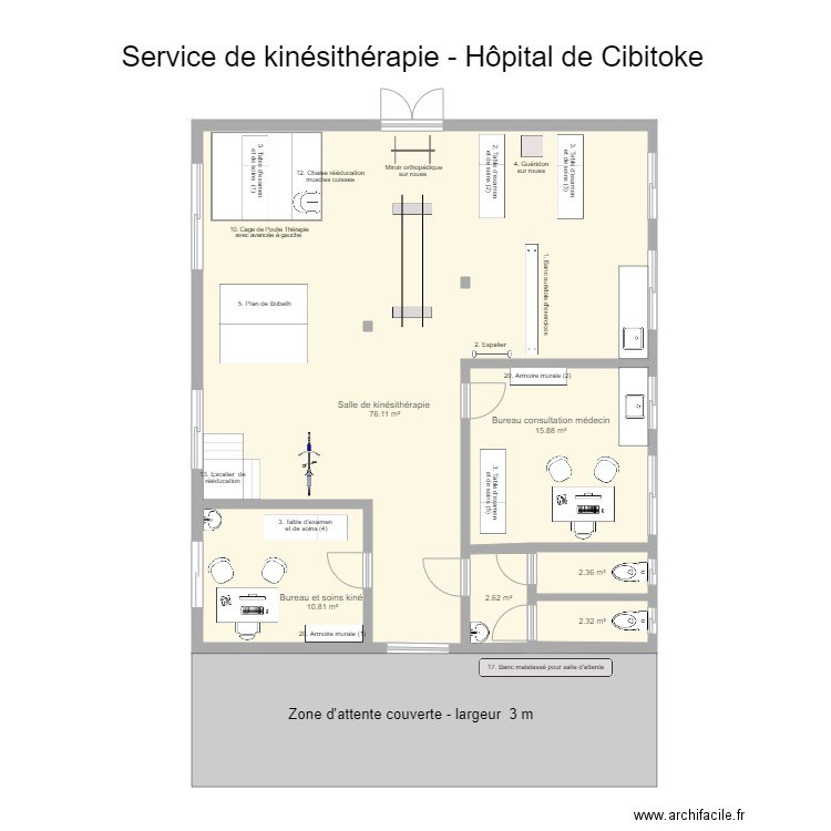 Service kiné Cibitoke  équipé . Plan de 0 pièce et 0 m2