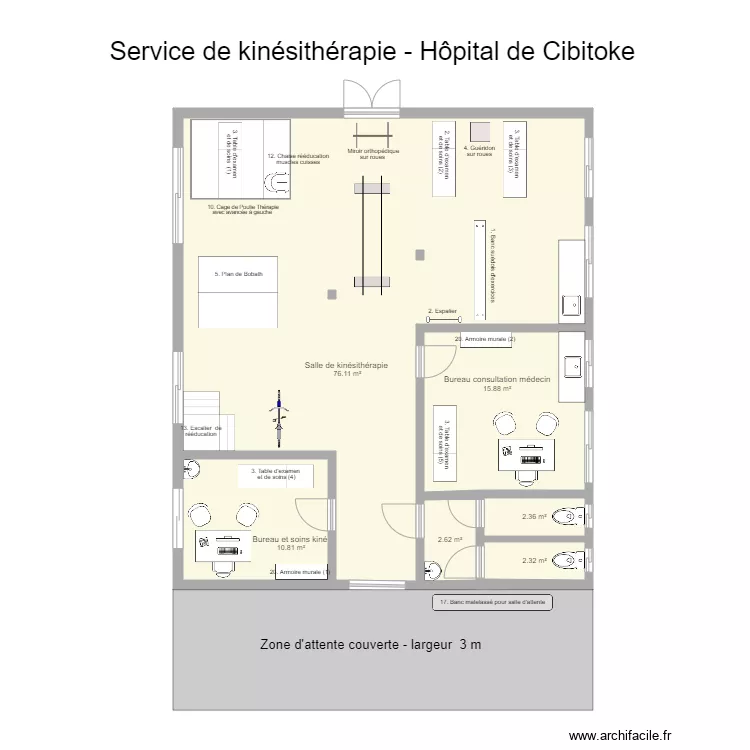 Service kiné Cibitoke équipé . Plan de Service kiné Cibitoke équipé . Plan de