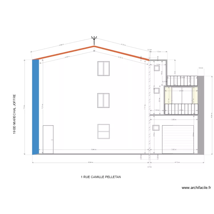 FACADE APRES TRAVAUX. Plan de 