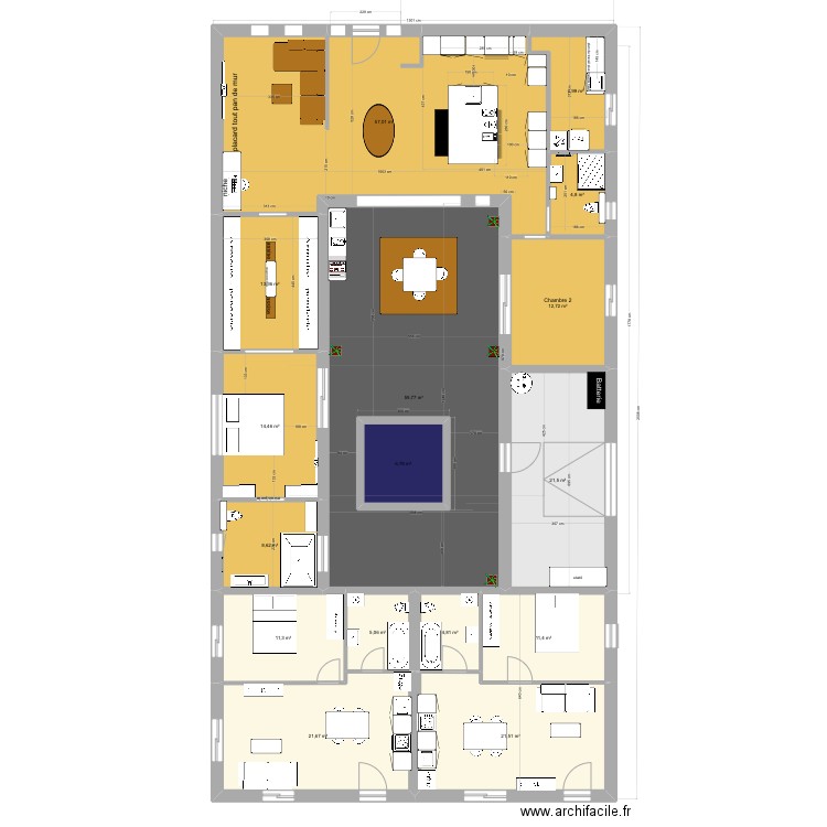 maison patio 2. Plan de 0 pièce et 0 m2