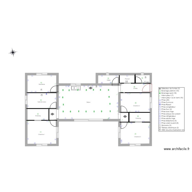 Electricité. Plan de 0 pièce et 0 m2