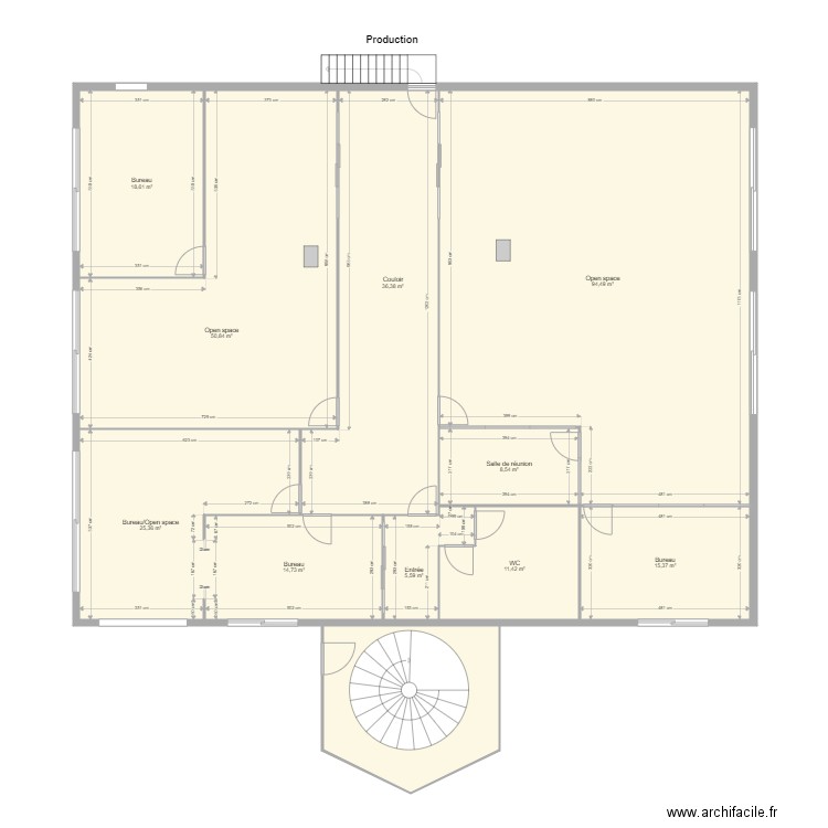 Locaux NPVC avec dimensions. Plan de 0 pièce et 0 m2