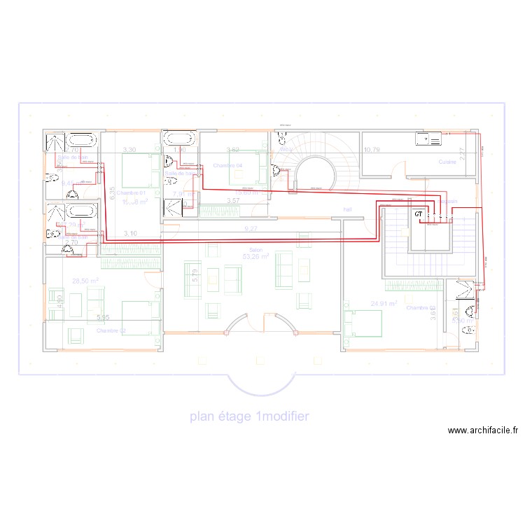 Eau chaude Etage1 Maison DGA SCDP. Plan de 0 pièce et 0 m2