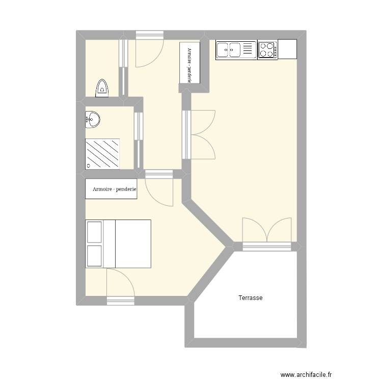 Mr.C. Plan de 6 pièces et 44 m2