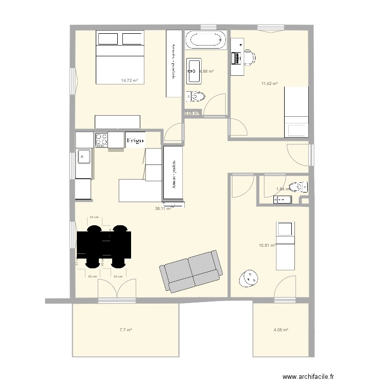 Plan appartement Neirivue. Plan de 0 pièce et 0 m2