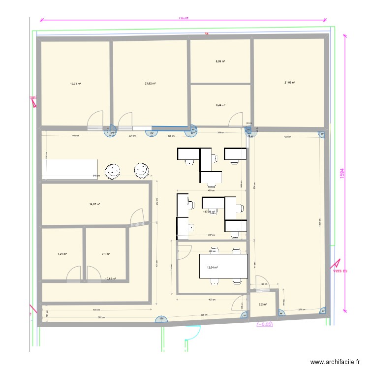 BUR22_3. Plan de 12 pièces et 251 m2