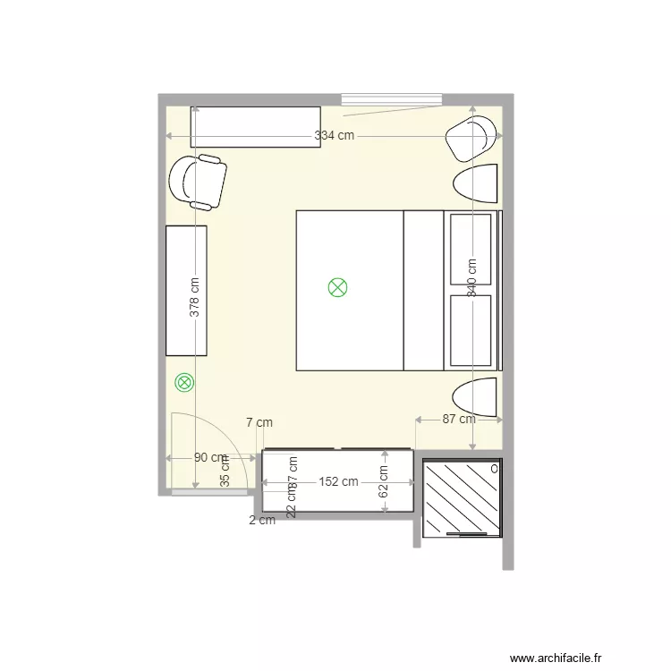 CHAMBRE G+D. Plan de 