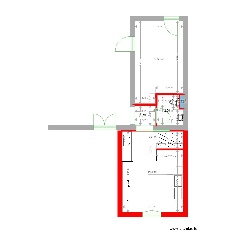 CASTEX rev 2. Plan de 5 pièces et 28 m2