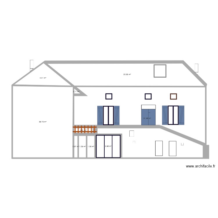 FACADE EST PROJET X. Plan de 0 pièce et 0 m2