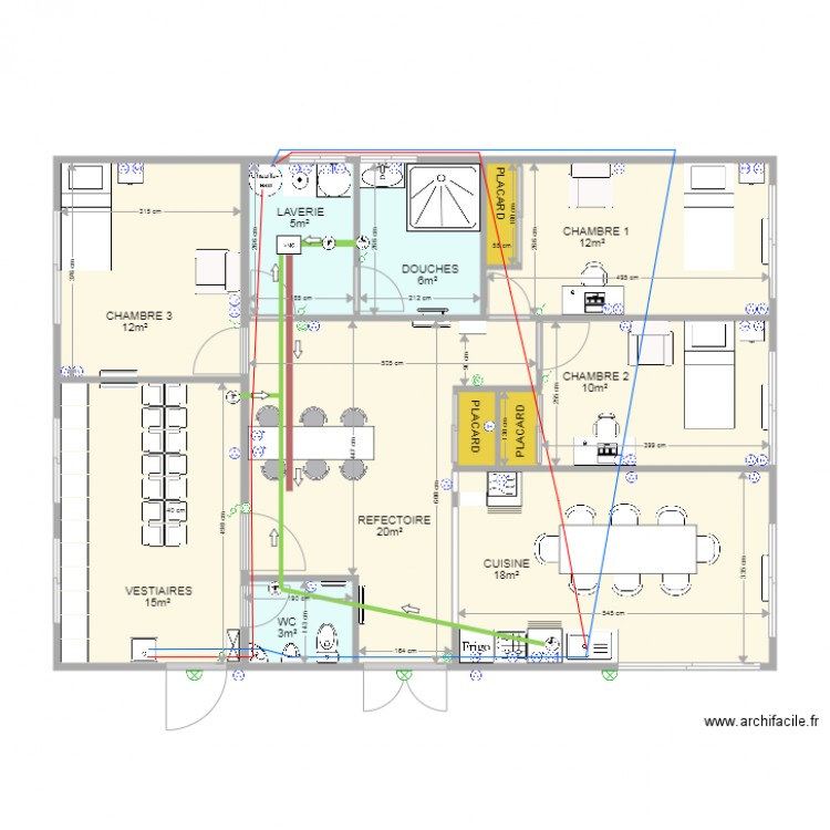 plan vestiaires. Plan de 0 pièce et 0 m2