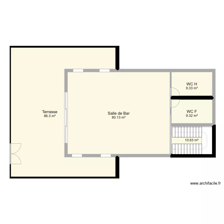 Le cali bar plan en d&eacute;taille 2D. Plan de 