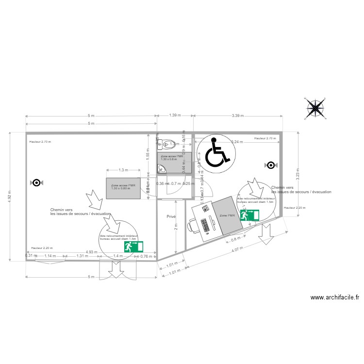 PC398 plan 3D circulation sanitaires et acc portes espaces usage et stationnement. Plan de 0 pièce et 0 m2