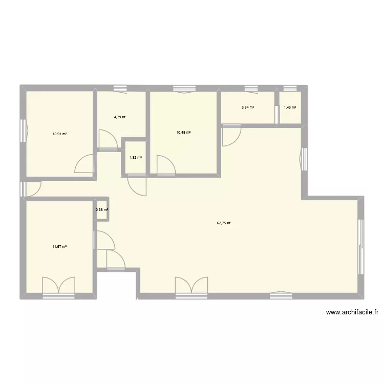 Travaux bournalieres - deplacement cuisine. Plan de 9  et 107 m²