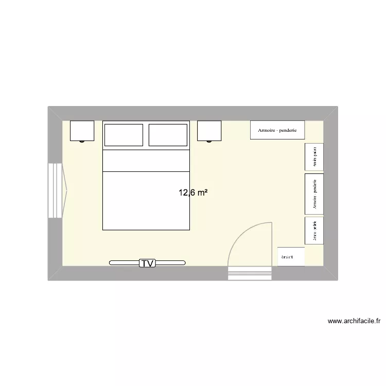 Chambre parents future. Plan de 1 et 13 m² Chambre parents future. Plan de 1 et 13 m²