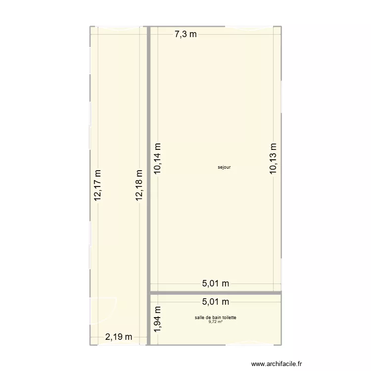 aaa. Plan de 2 pièces et 87 m²