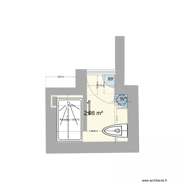 SVT_douche-provisoire_V3_agencement_V1. Plan de 1  et 3 m²