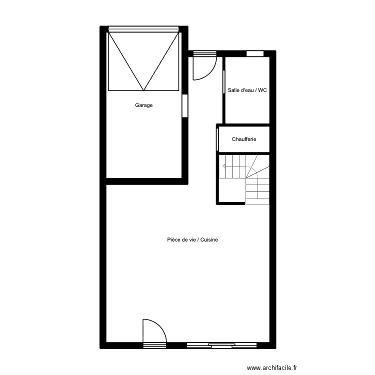 COULLET - RDC. Plan de 4 pièces et 55 m2