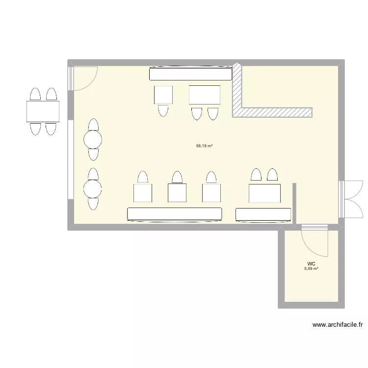 Restaurant Boh&egrave;me 2. Plan de 