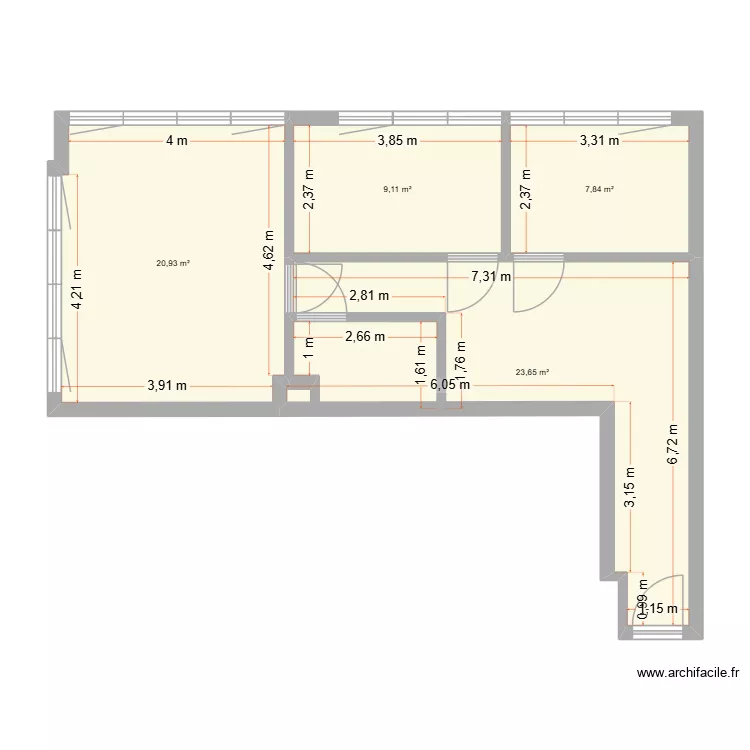 lot 24 apres travaux. Plan de 4  et 62 m²