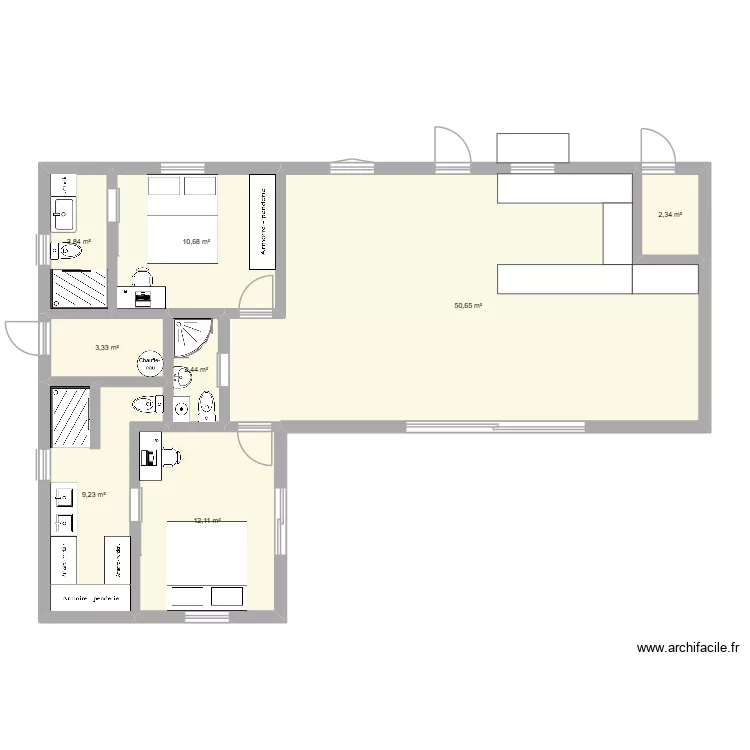 Plan GB 1. Plan de 8  et 95 m²
