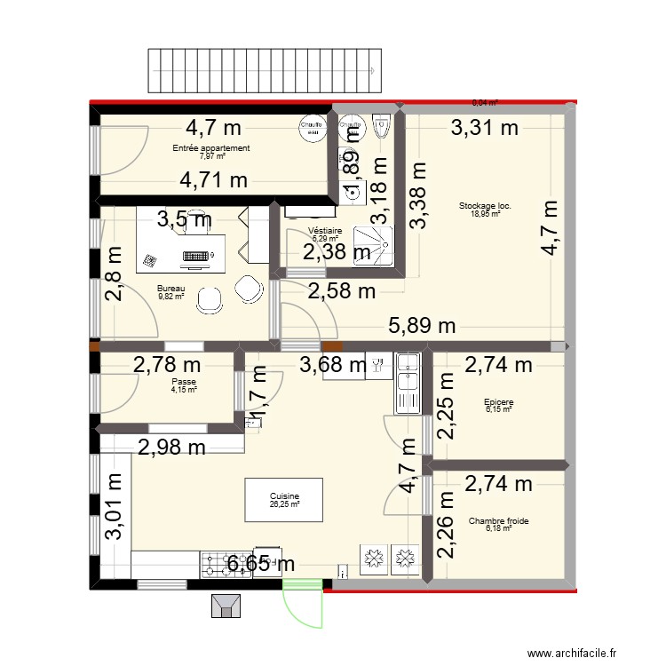 PROJET 2. Plan de 9 pièces et 85 m2