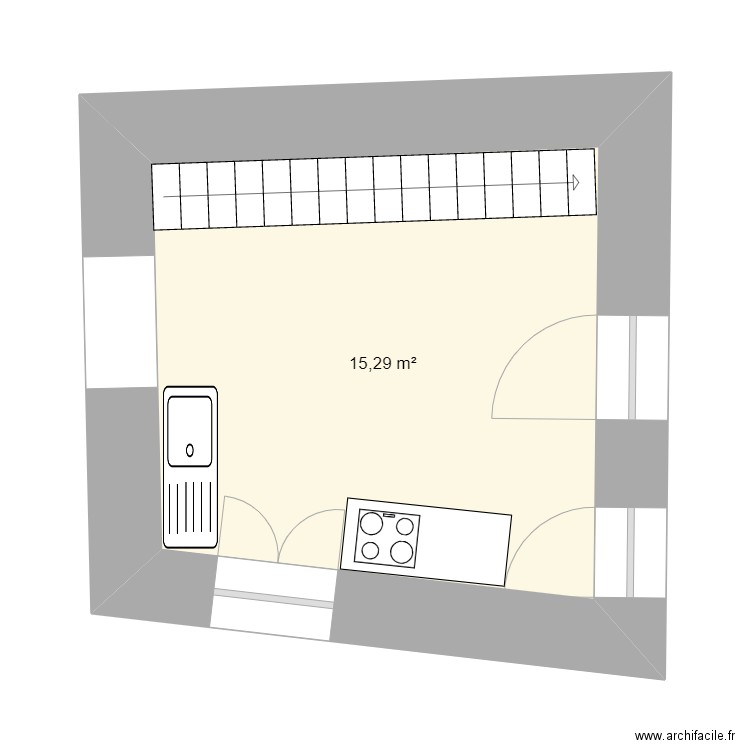 Cuisine. Plan de 1 pièce et 15 m2