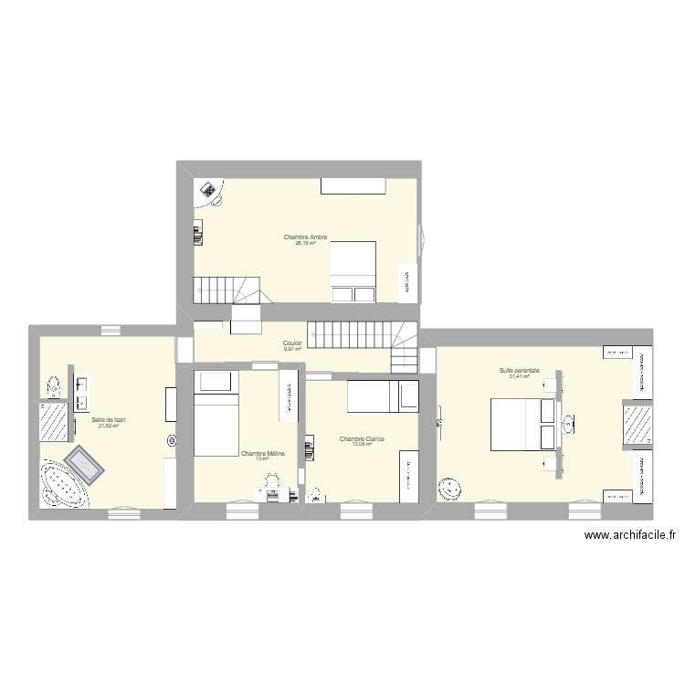 CAUMONT ETAGE. Plan de 6 pièces et 115 m2