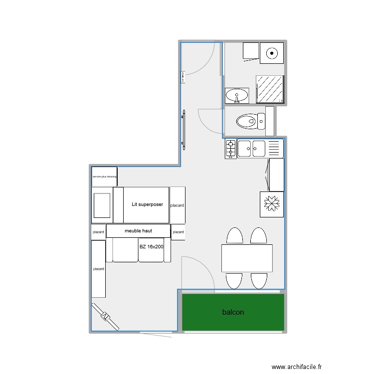 appart la norma. Plan de 4 pièces et 26 m2