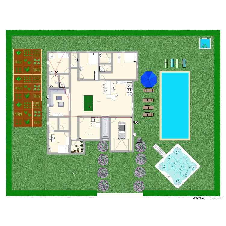 casa. Plan de 16 pièces et 217 m2