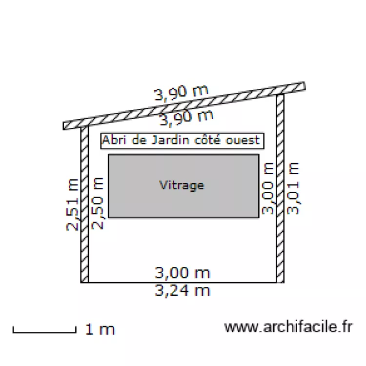Abri de jardin cote Ouest.. Plan de Abri de jardin cote Ouest.. Plan de