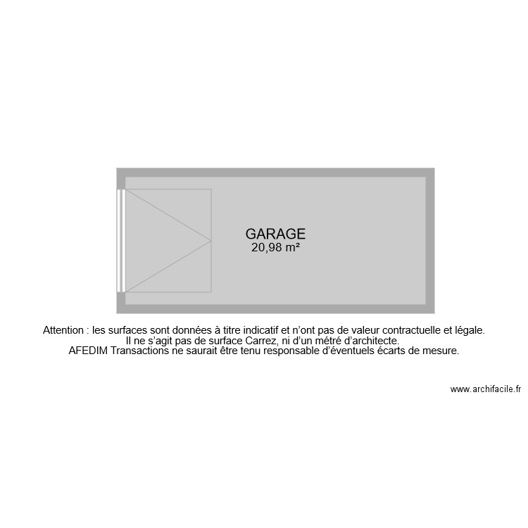 BI 8870 GARAGE . Plan de 1 pièce et 21 m2