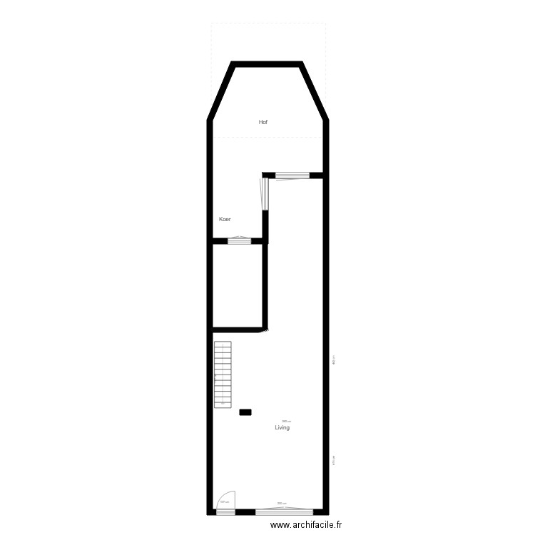 plan Kardinaalstraat. Plan de 1 pièce et 62 m2