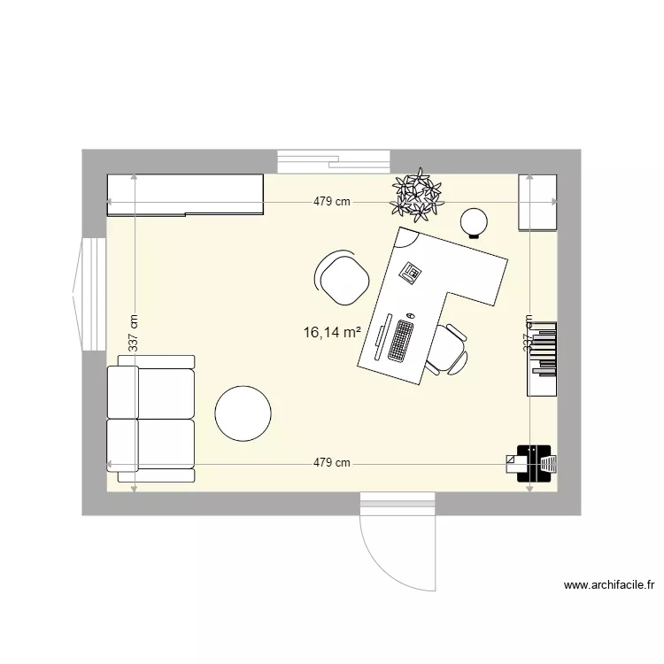 Exemple Am&eacute;nagement bureau. Plan de 