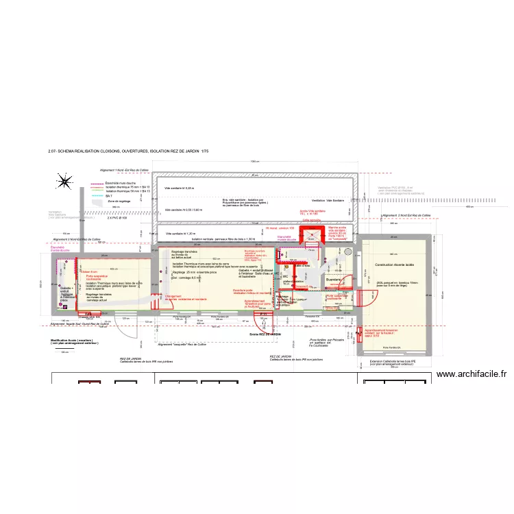 2.07- SCHEMA REALISATION CLOISONS, OUVERTURES , ISOLATION, REZ DE JARDIN . Plan de 2.07- SCHEMA REALISATION CLOISONS, OUVERTURES , ISOLATION, REZ DE JARDIN . Plan de