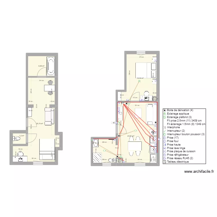 RDC Droite Studio r&eacute;el. Plan de 
