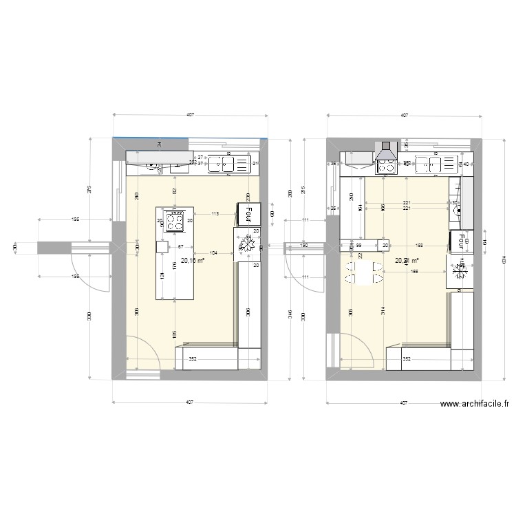 cuisine_commune3. Plan de 2 pièces et 40 m2