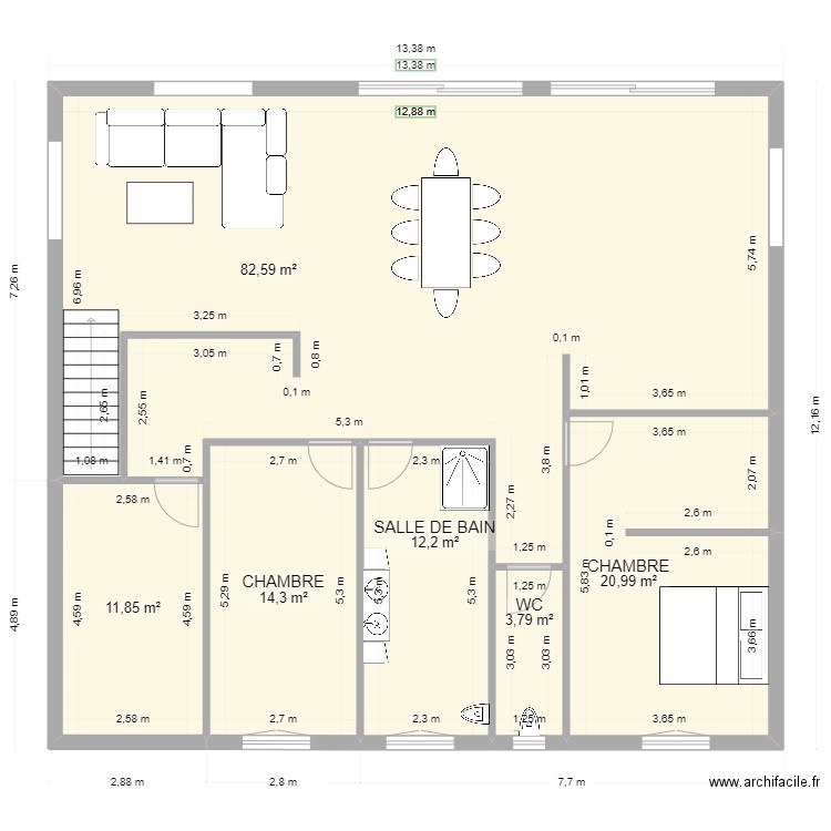 maison. Plan de 6 pièces et 146 m2