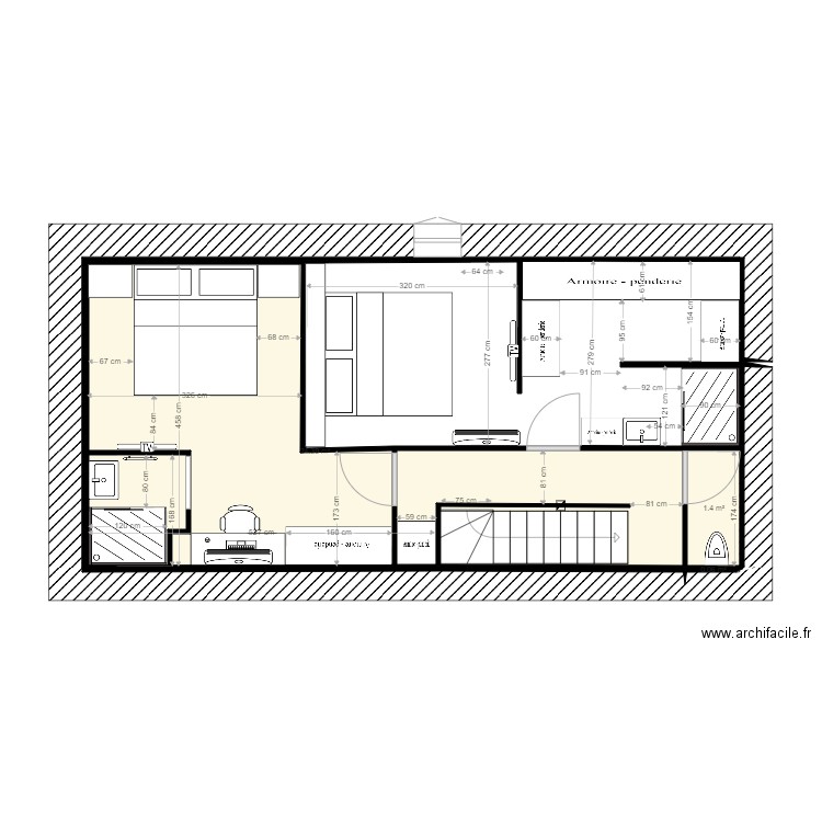 Maison etage  futur version  3. Plan de 3 pièces et 26 m2