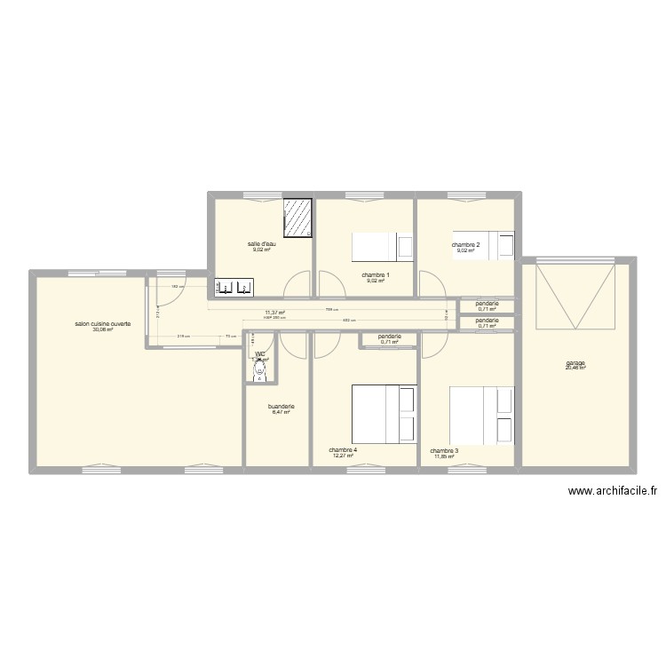 plan N°2. Plan de 13 pièces et 123 m2