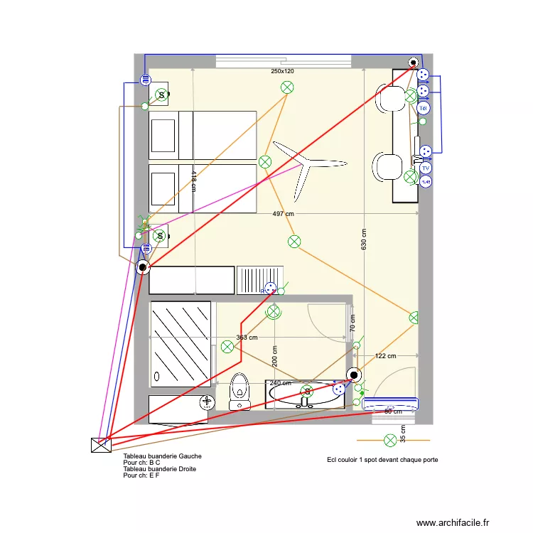 Chambre B et E  arri&egrave;re Etage 1 &eacute;lec du 22 02 20. Plan de 